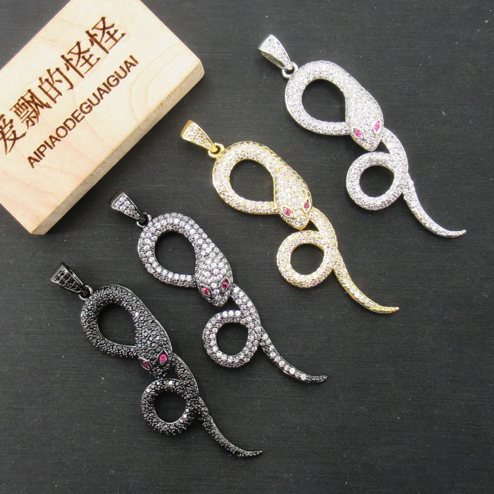 

APDGG 15x49 мм змея позолоченный кубический циркон CZ проложенный разъем талисманы ожерелье кулон ювелирные изделия DIY