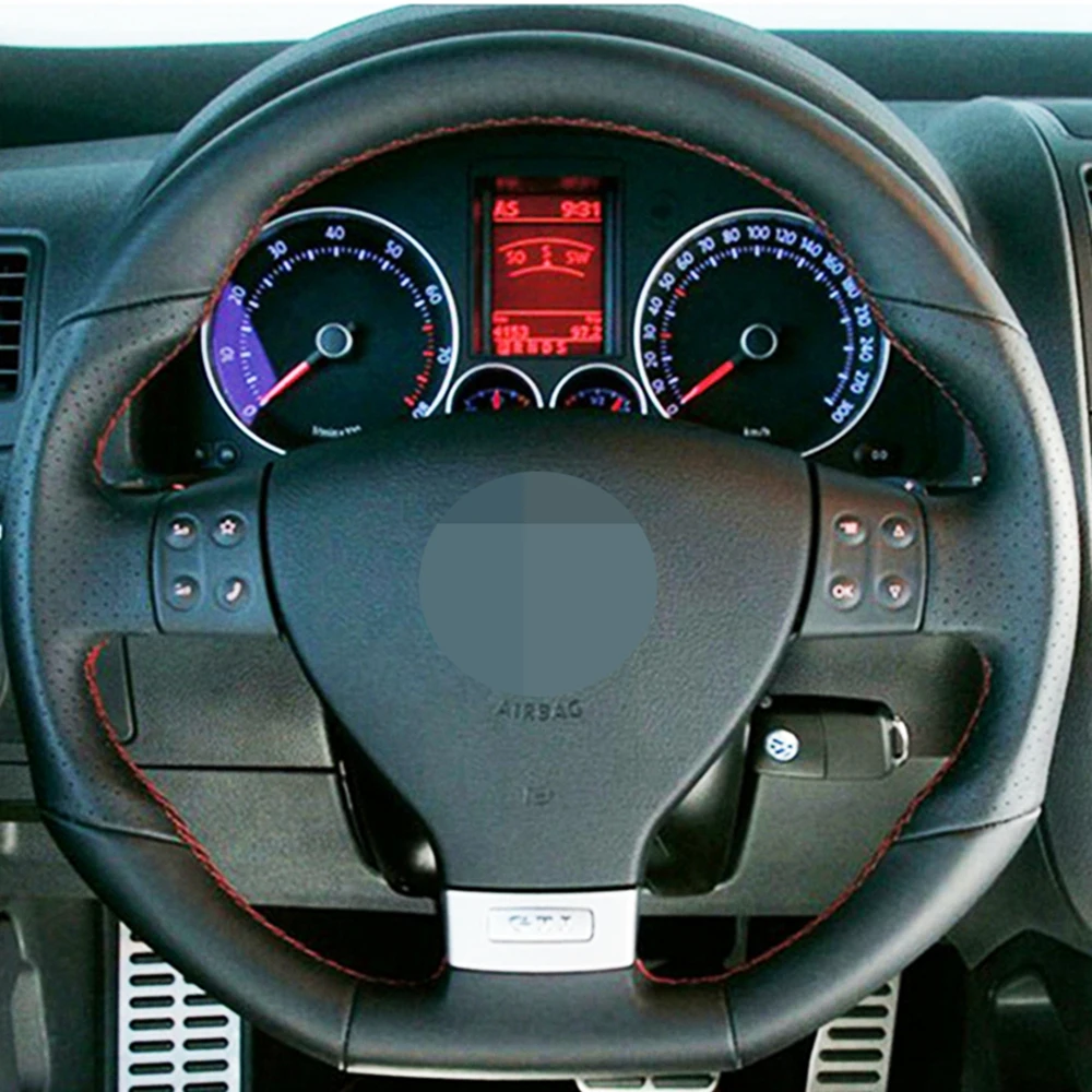Сшитый вручную чехол рулевого колеса автомобиля для Volkswagen Golf 5 Mk5 GTI VW R32 Passat R GT 2005