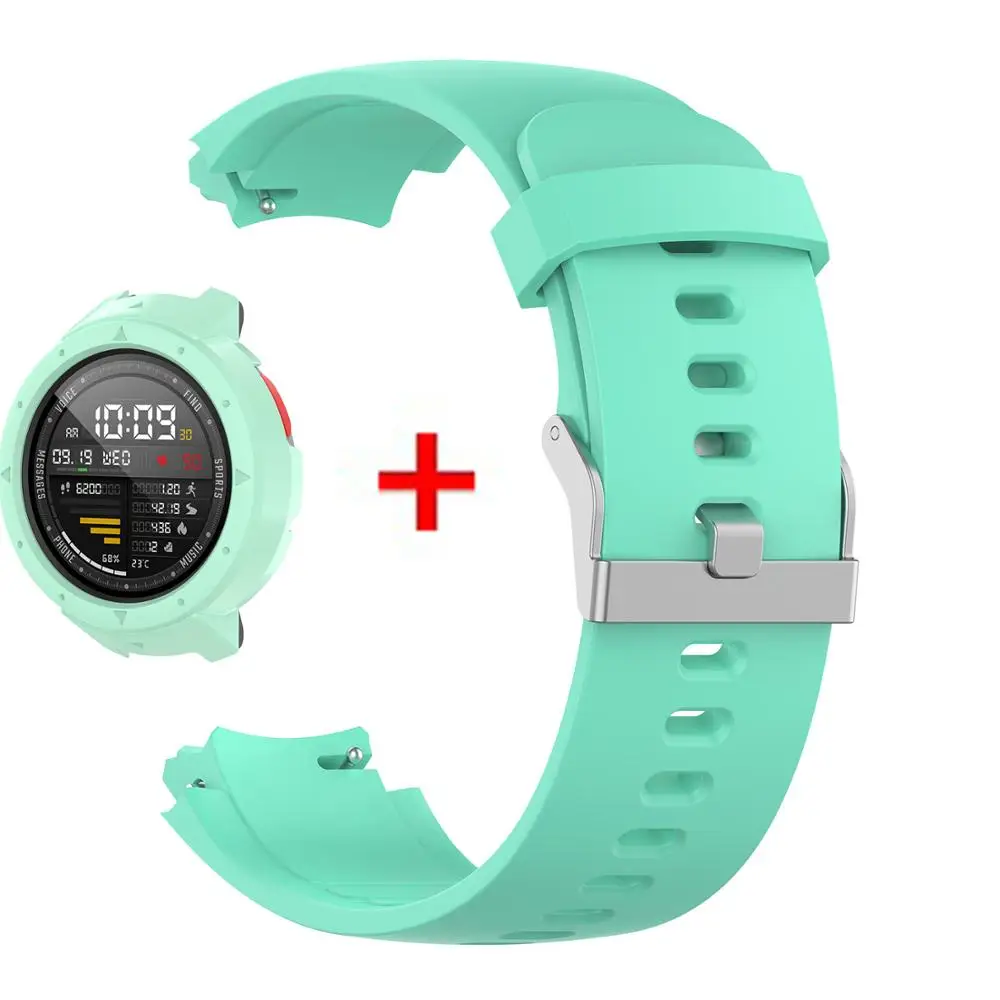 2 в 1 ремешок для смарт часов Huami Amazfit Verge силиконовый + защитная рамка экрана чехол