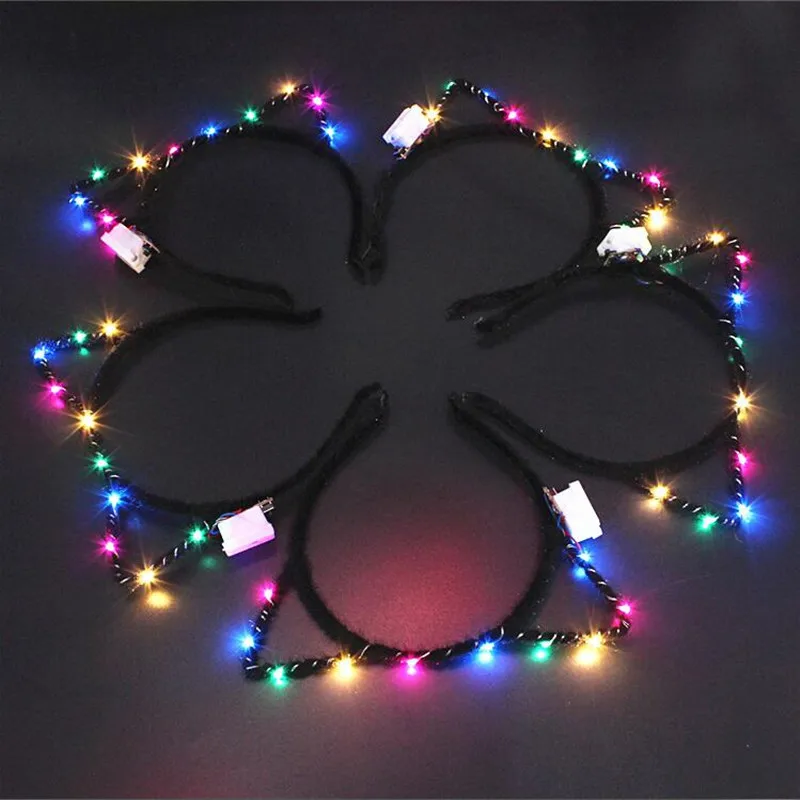 1 шт. черный светодиодный носки с ушками и изображением котика светодиоидный