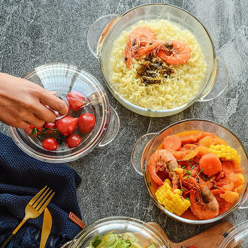 Стеклянная суповая кастрюля большая емкость Binain янтарный отпариватель