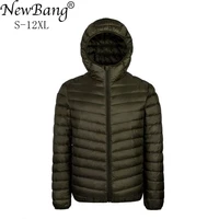 newbang plus 9xl 10xl 11xl down coat male large size 90 ultra light down jacket men lightweigh warm coat hooded feather parka
