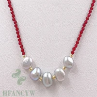 red spinel grey baroque pearl pendant necklace 18 inches women diy real cultured aurora chic jewelry hang wedding