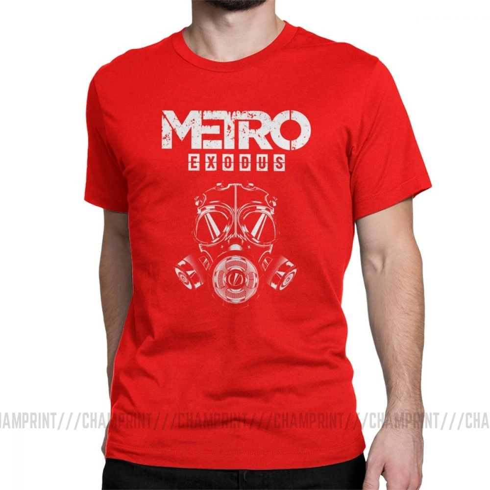 Мужская футболка Metro Exodus, футболки, противогаз, токсичные игры, игры Artyom Haunter, футболки с короткими рукавами, круглый вырез, одежда из чистого хлопка - Цвет: Красный
