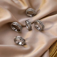 fashion temperament net celebrity high sense of personality trendy net celebrity ring chain rotating ring couple men and women