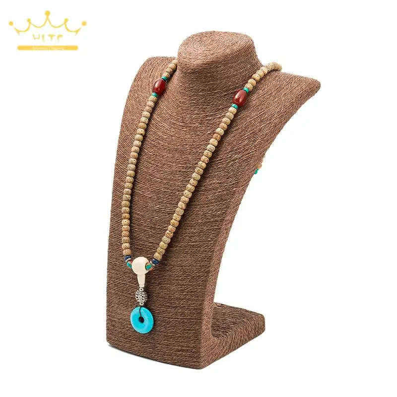 Hemp Rope Necklace Display Stand Holder Nice New Design Necklace Hanger High Quality Jewelry Display Bust Model Rack