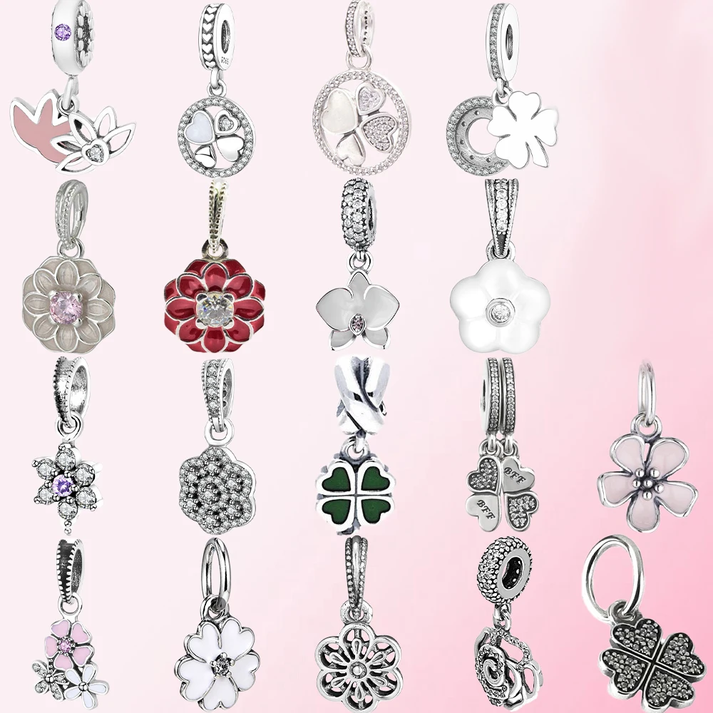 2019 100% 925 стерлингового серебра классические розы сливы в форме сердца клевер