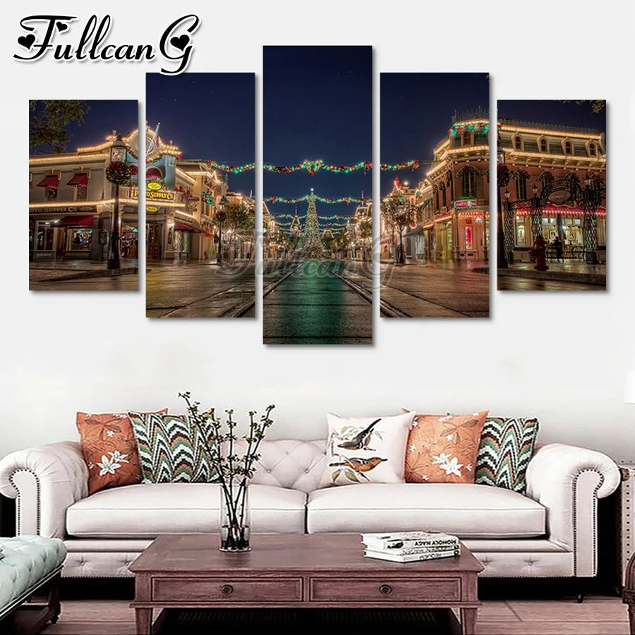 Картина-мозаика Рождественский Ночной пейзаж 5 шт. FC2841 | Дом и сад