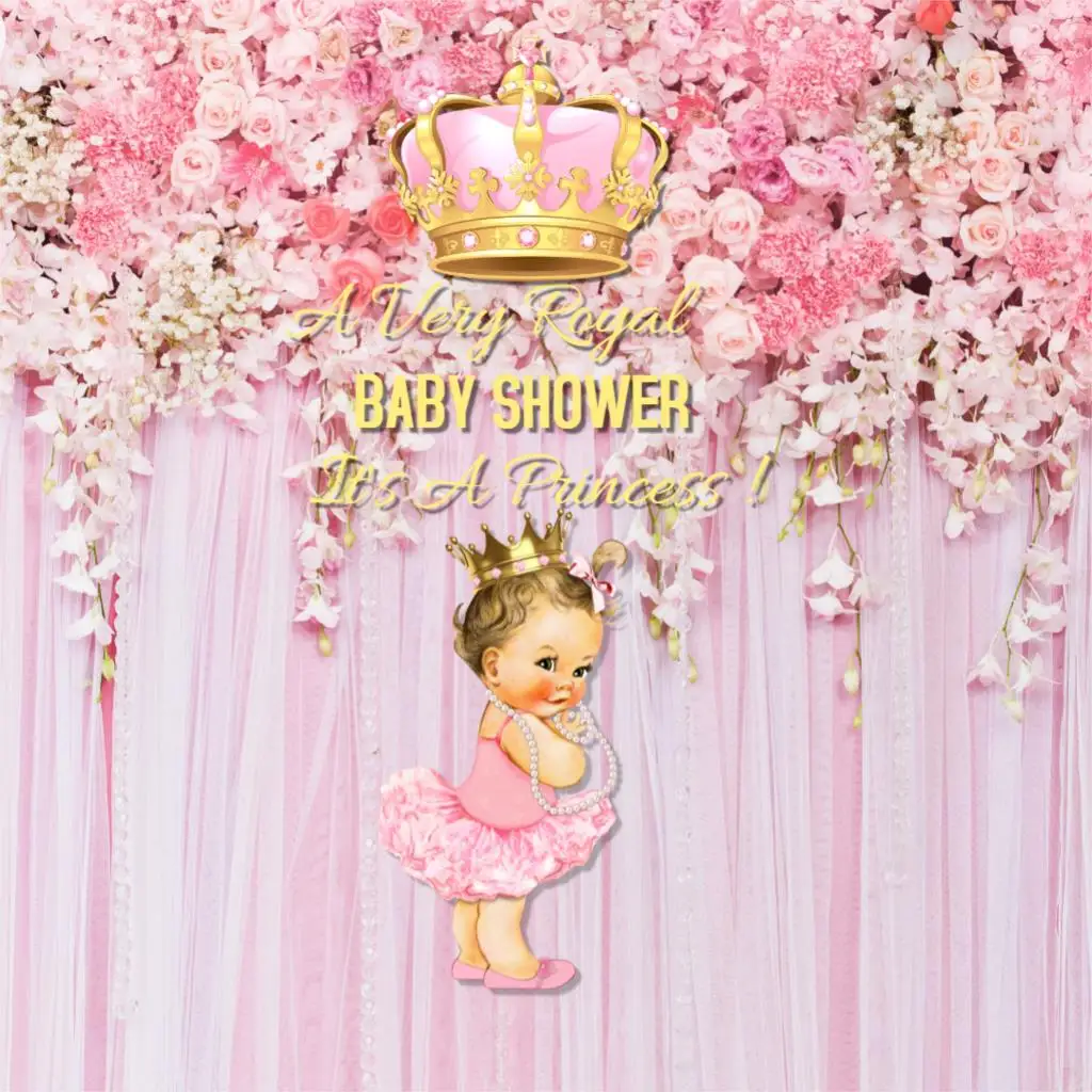 HUAYI Королевский детский душ фоны Цветочный розовый принцесса девушка babyshower