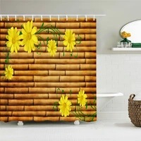 bamboo plant flower shower curtain 3d printing fabric polyester bathroom curtains with hooks home decoration 180180cm