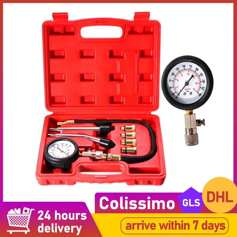 

8pcs Gasoline Engine Compression Tester Auto Petrol Gas Engine Cylinder Automobile Pressure Gauge Tester Automotive Test Kit HWC