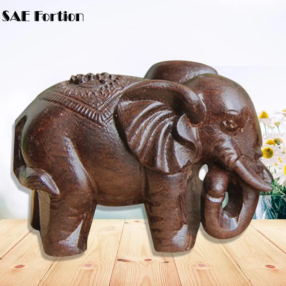 Fortion Elephant Figurines Craft Carved Natural Wooden Mineral Crystal Mini Animals Statue For Decor Chakra Healing images - 6