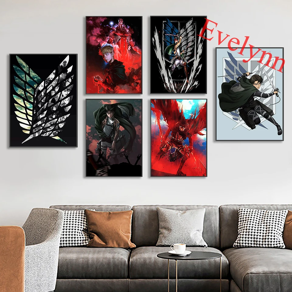 

Japanese anime Attack On Titan Wall Art Poster Prints Living Room Cuadros Children Room Decor Canvas Modern Home Decor