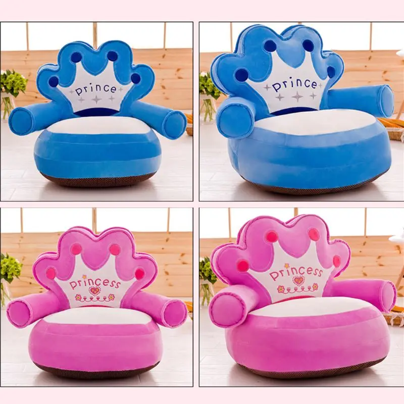 

Baby Kids Only Cover NO Filling Cartoon Crown Seat Children Chair Neat Puff Skin Toddler Children Cover for Sofa Best Gifts