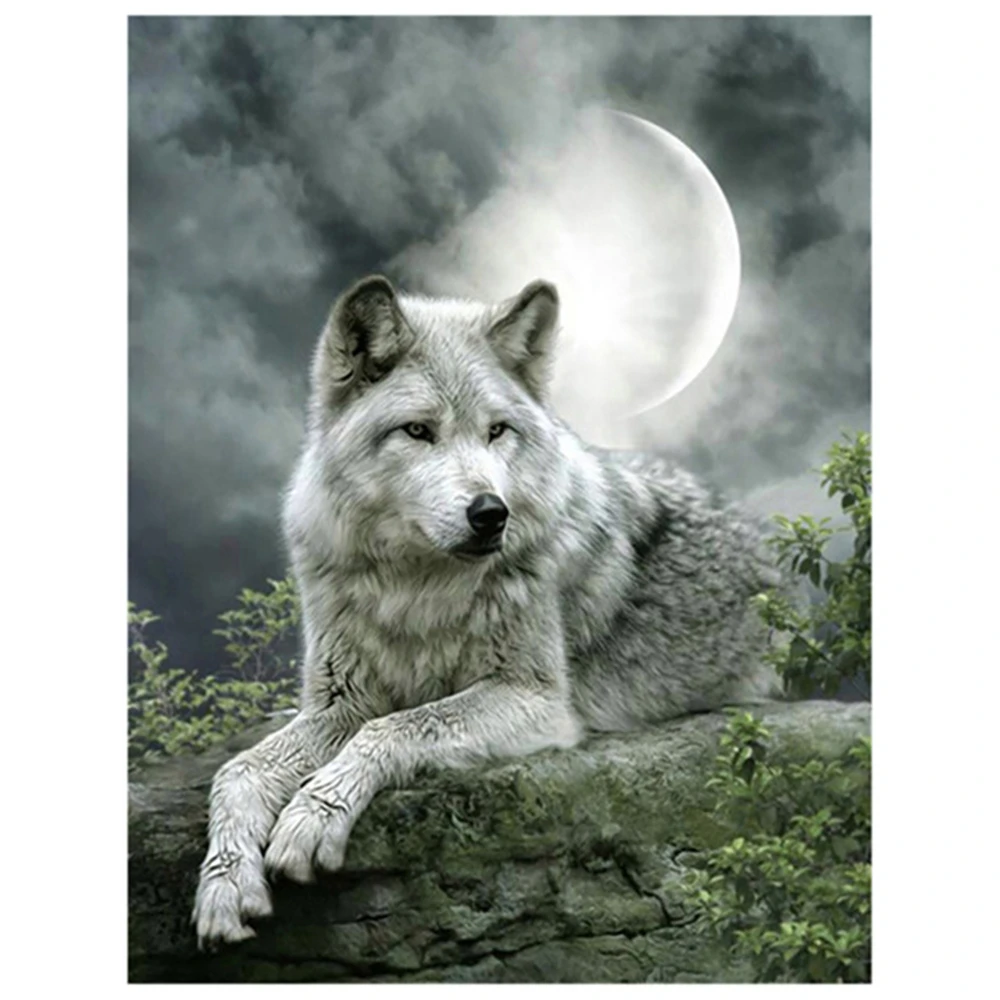 

Moon And Wolf Printed Canvas 11CT Cross-Stitch Embroidery Kit DMC Threads Handmade Needlework Handiwork Knitting Magic Jewelry