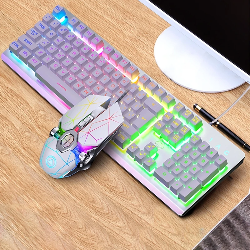 

HX6A 104Keys RGB Aluminum Alloy Gaming Keyboard and RGB Gaming Mouse Set
