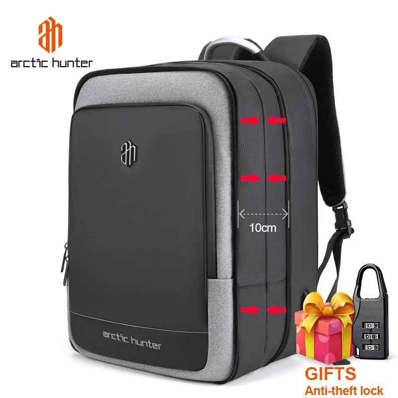 ARCTIC HUNTER 40L большой емкости мужские расширяемые рюкзаки usb зарядка Мужские 17 дюймов сумки для ноутбука Водонепроницаемый Бизнес Дорожная сумка
