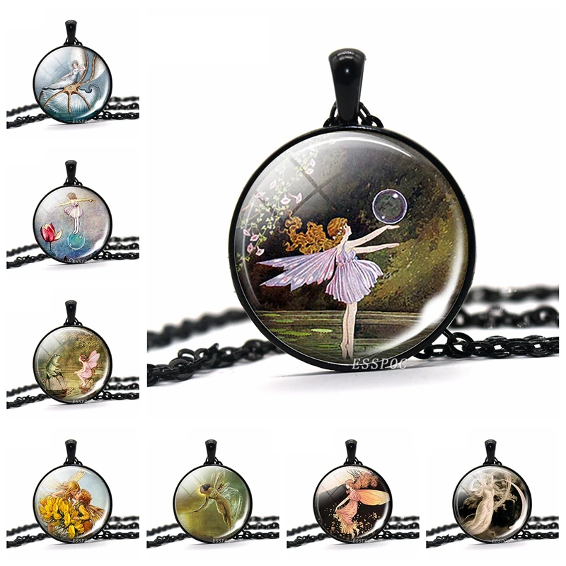 Волшебное Ожерелье в Луне стеклянный кабошон ювелирное изделие черная цепочка