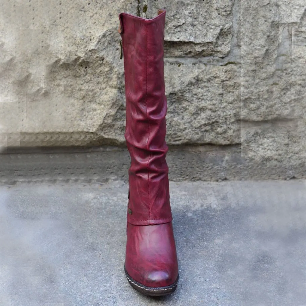 Женские ковбойские сапоги до колена Модные Повседневные высокие средней длины в