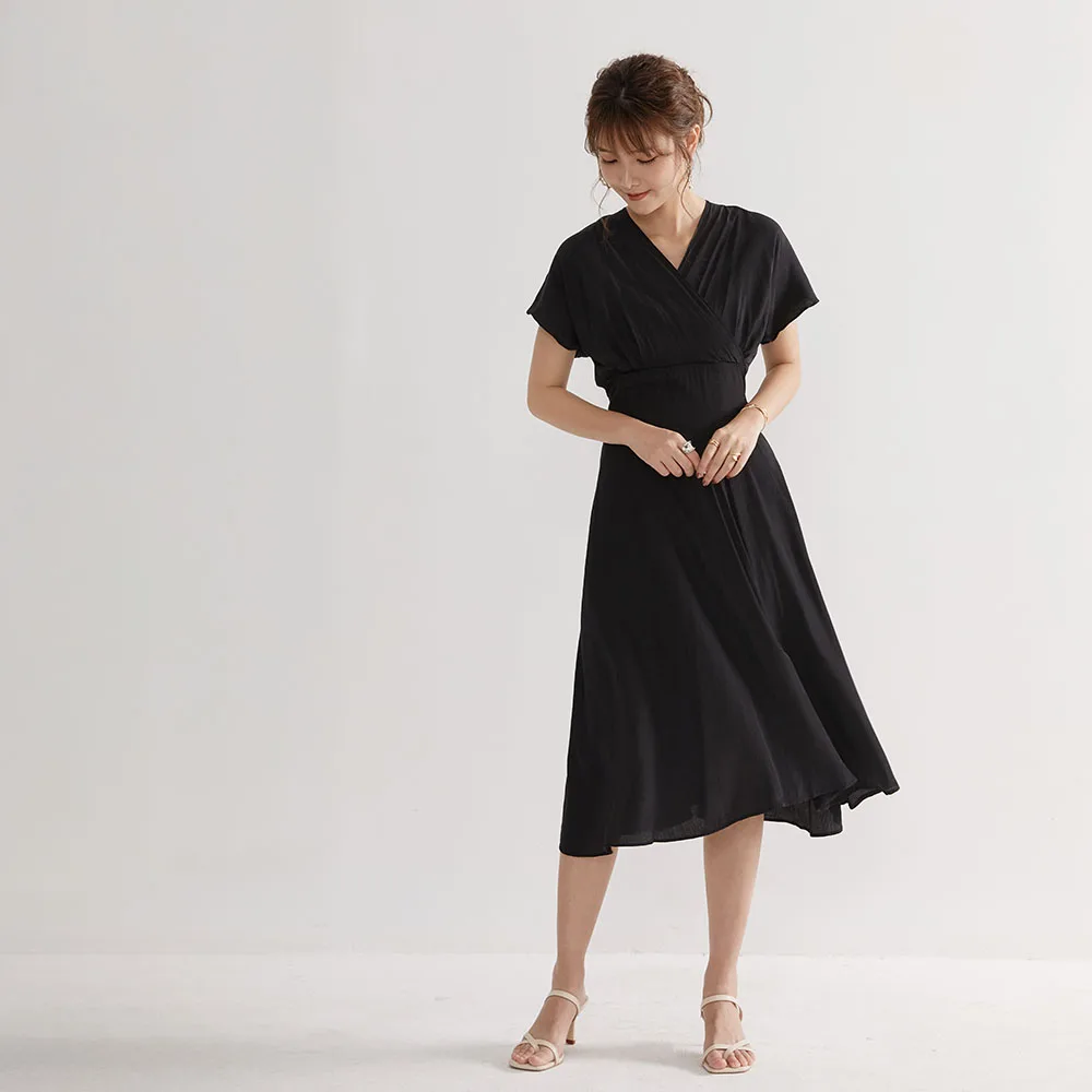 

Retro Elegant French Black Dress Sexy Short Skirt V-neck Party Dresses Ladies 2021 Summer New Style