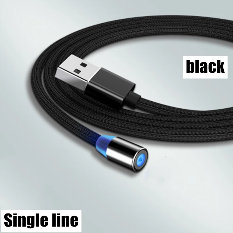 Магнитный USB кабель для зарядки и передачи данных для type-C IOS iPhone Android Micro USB кабель для быстрой зарядки и синхронизации данных для смартфонов - Цвет: Single line black