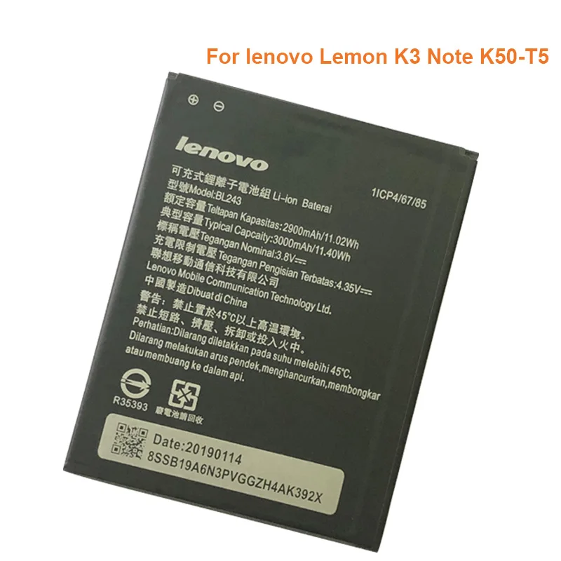 Аккумуляторная батарея BL 243 BL243 для lenovo Lemon K3 Note 2900 A7000 A5500 A5600 A7600 мАч мобильный