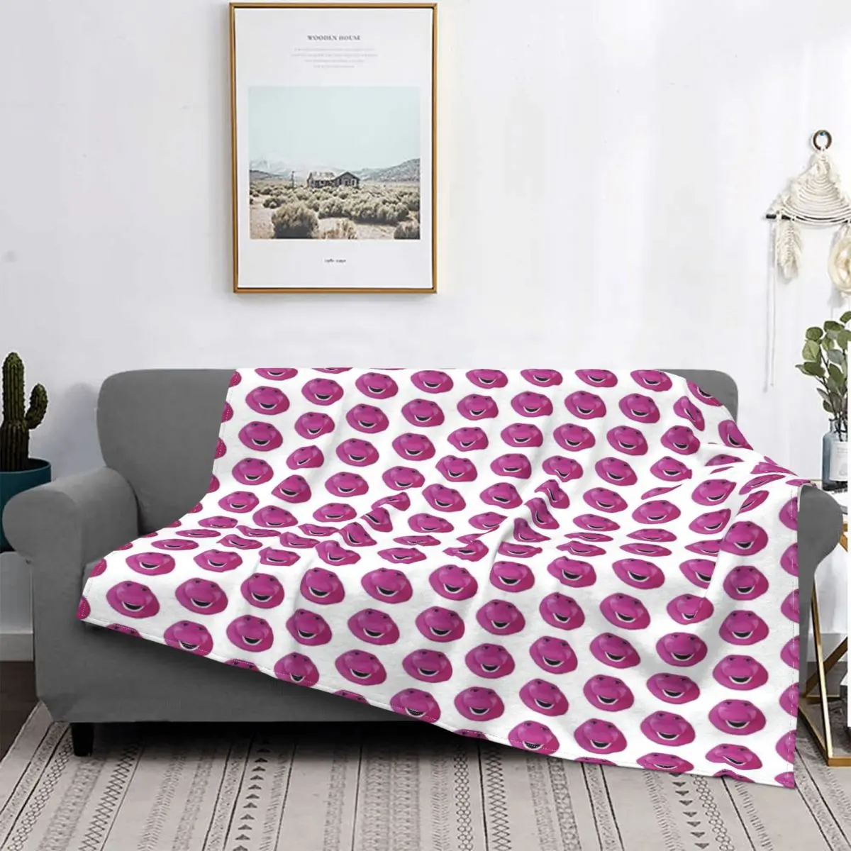 

Barney Face Blanket Bedspread Bed Plaid Comforter Picnic Plaid Hoodie Blanket Blankets For Beds
