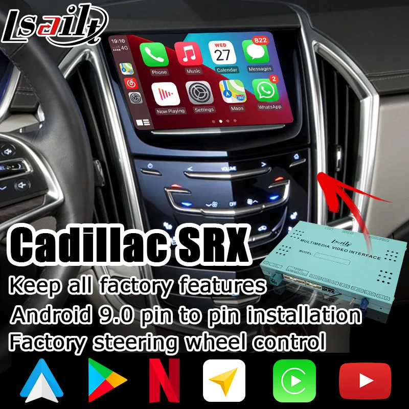 Android / carplay интерфейс коробка для Cadillac SRX XT5 XTS GPS навигация видео mylink CUE intellilink