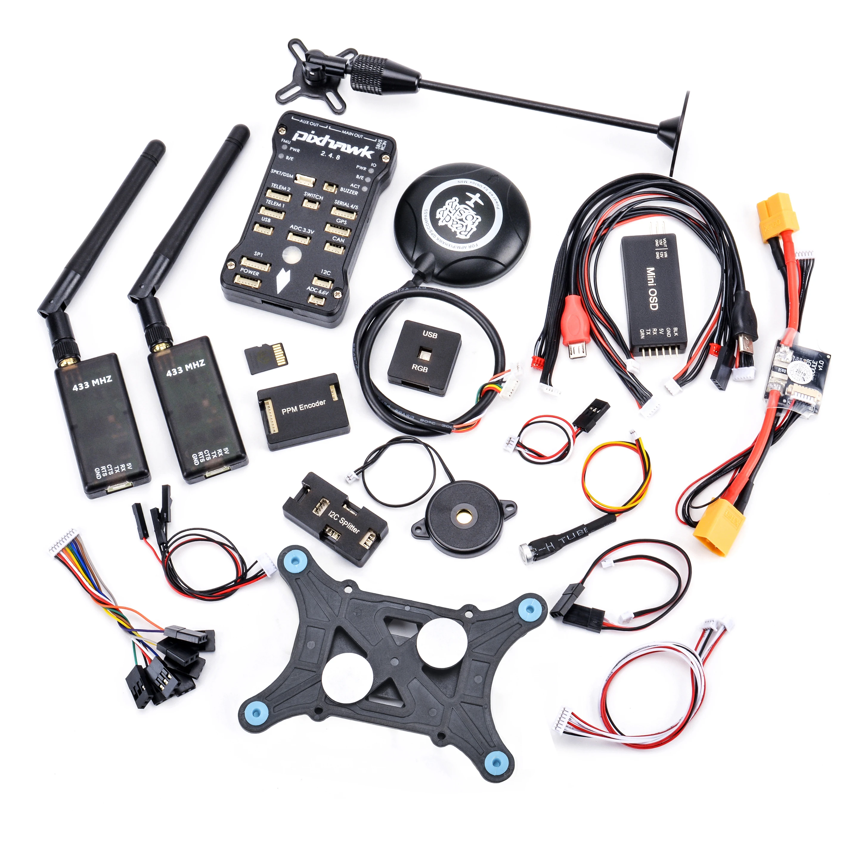 Pixhawk px4 PIX 2.4.8 32 бит Игровые Джойстики+ 433/915 телеметрии+ m8n GPS+ minim OSD+ pm+ Детская безопасность выключатель+ зуммер+ RGB+ стр./мин+ I2C+ 16 г SD