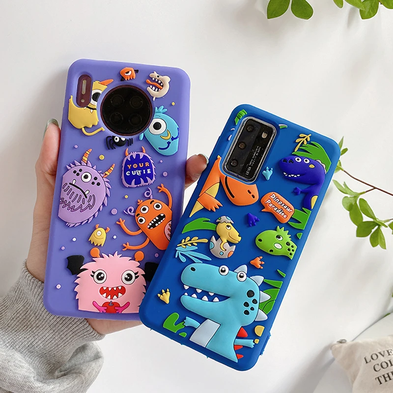3D милый мультяшный чехол для телефона Huawei p40 lite p20 p30 pro honor 20 Mate 30 y9 prime 2019 360 полная