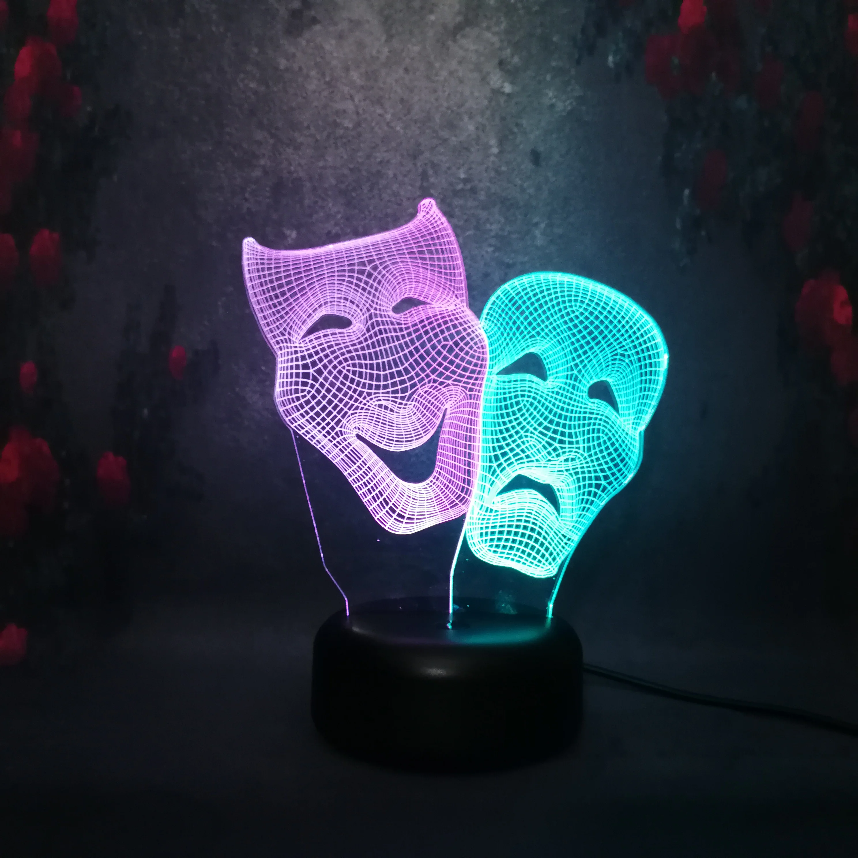 Lampara de Lava смешанный двухцветный USB ночник 3D светодиодный с двойным лицом Череп
