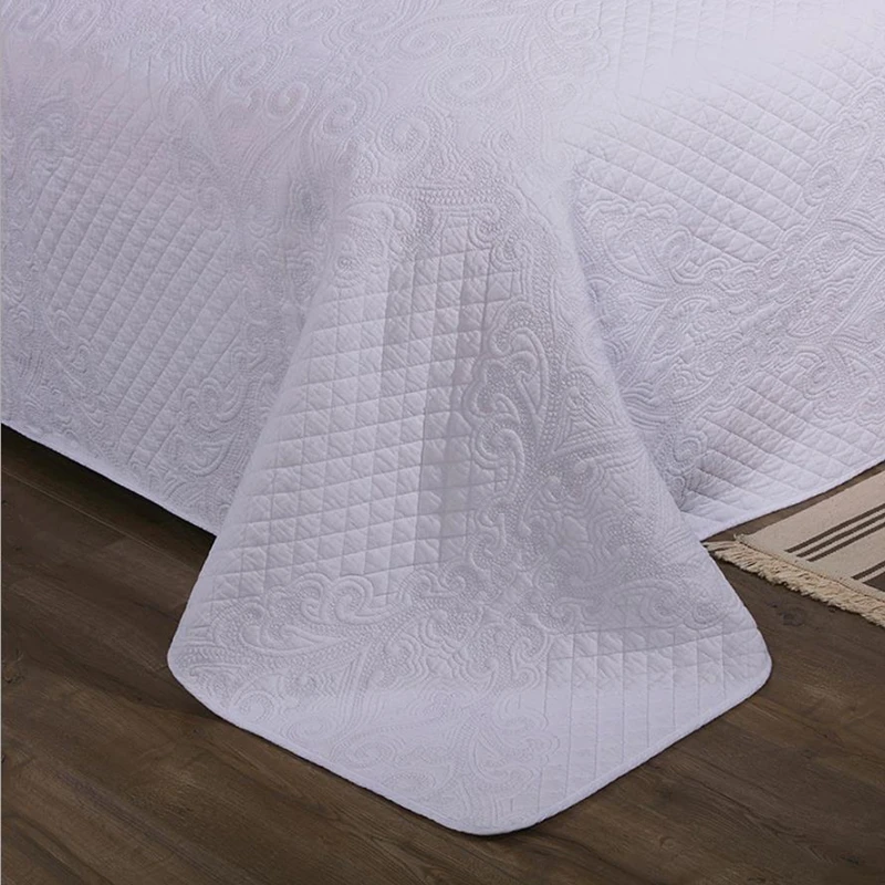 Комплект постельного белья из 3 предметов однотонное белое одеяло с волнистым