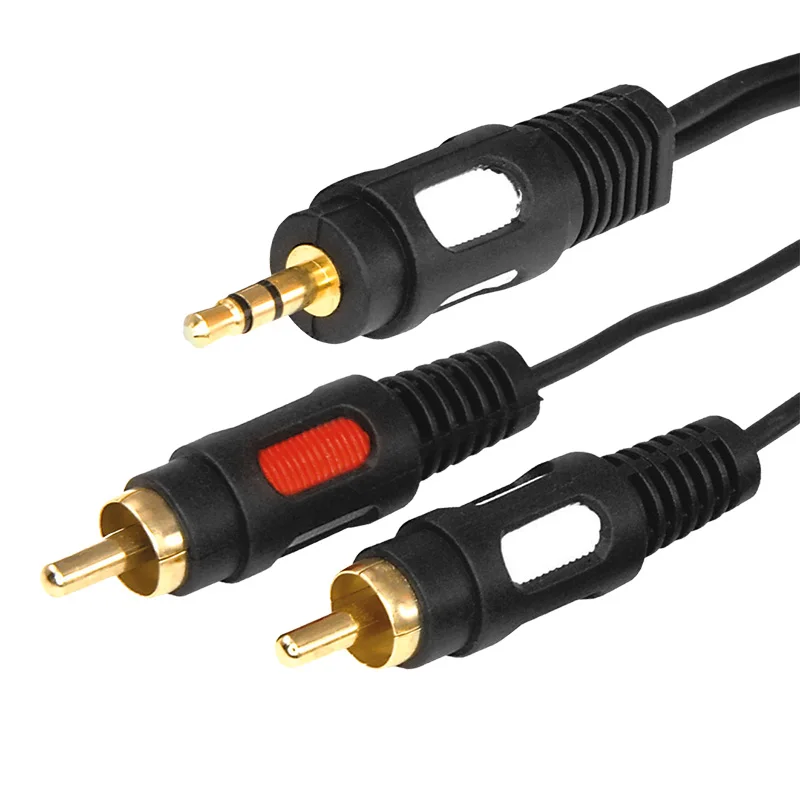 Шнур (Стерео 3 5 мм 2 RCA) со слоем золота по технологии вакуумного напыления для