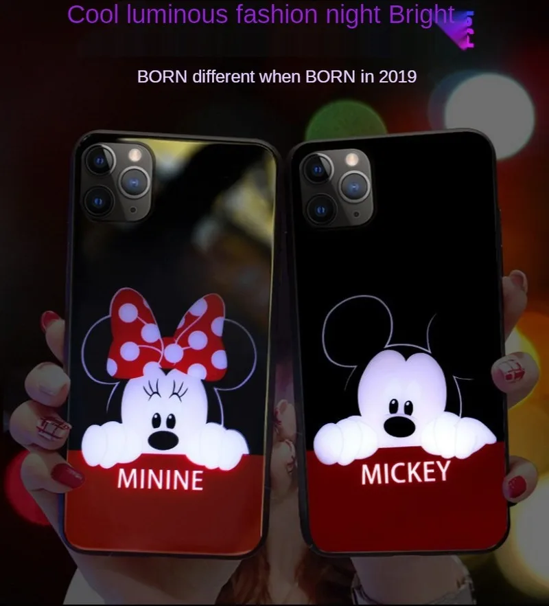 

Disney original phone case is suitable for iPhone 6S/se/7/8P/X/XR/XS/XSMAX/11pro caller light Mickey Minnie phone case