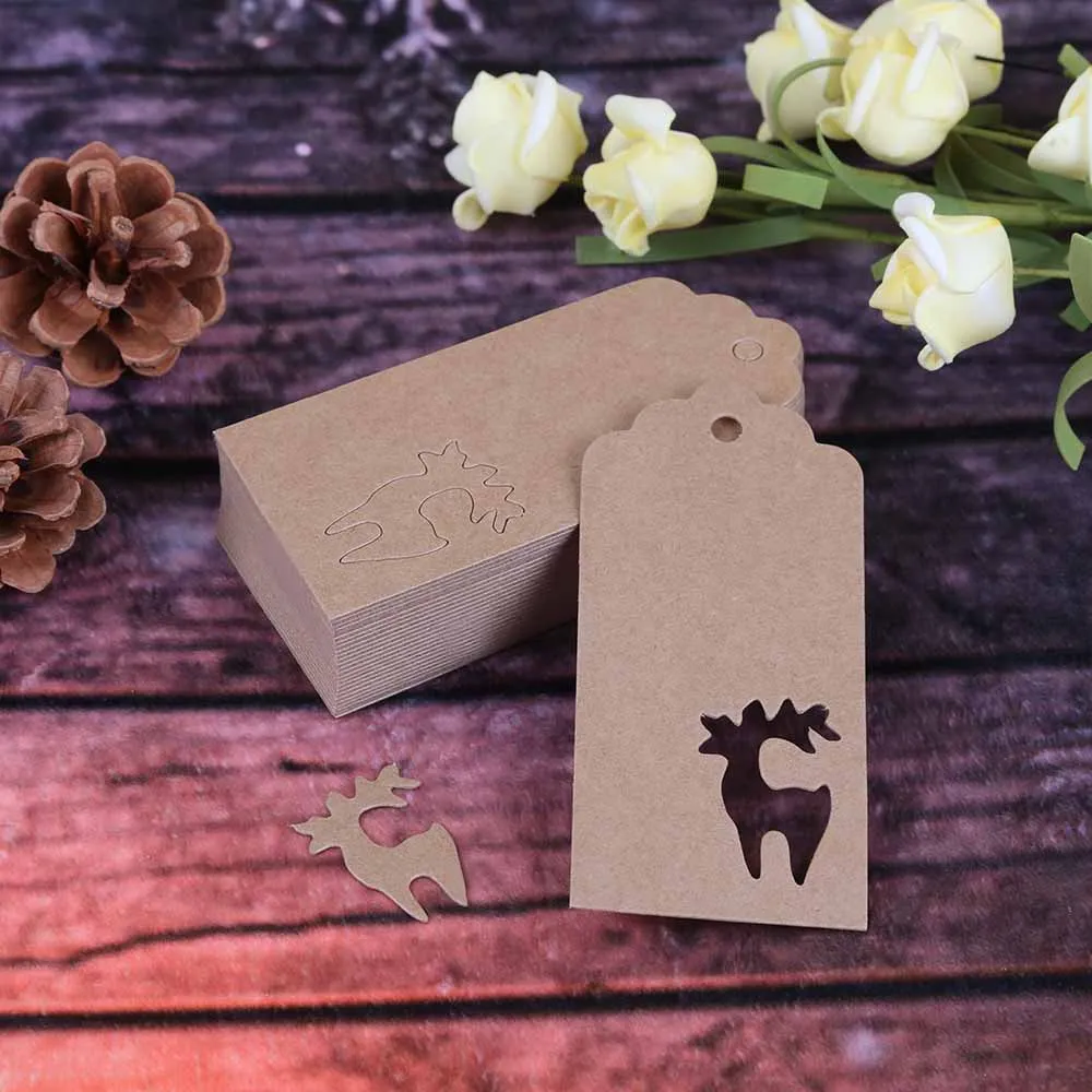 50 шт. Рождественский Бумажный Подарочный ярлык Санта Клаус Снежинка подарок