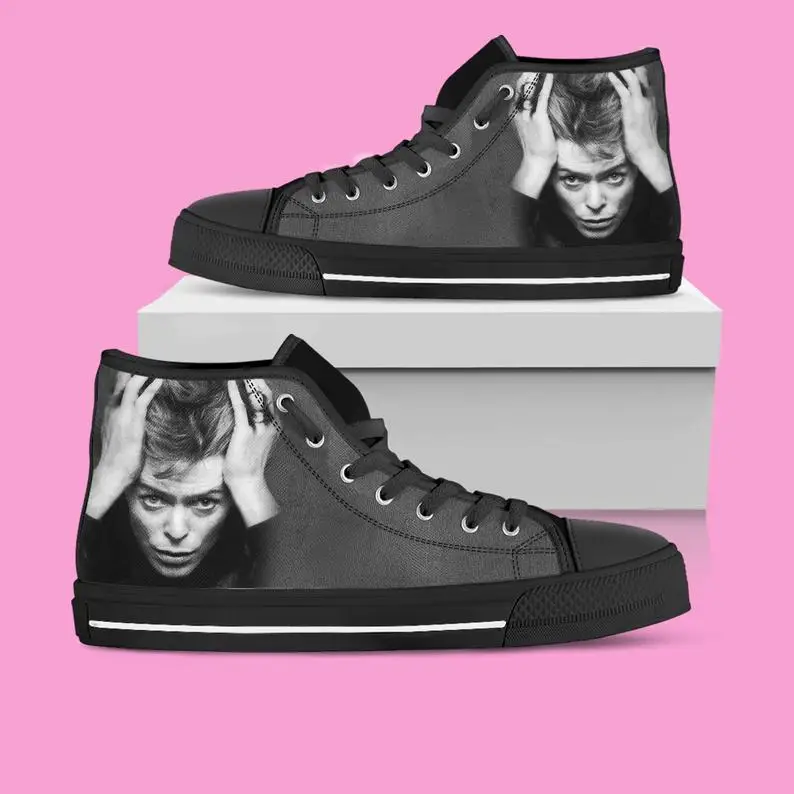 

David Bowie Hi Tops, David Bowie Shoes, Mens Womens Designer Leisure Sneakers Men Casual Canvas Shoes