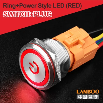 R Power Button Plug 25 мм SPST 12 вольт led подсветкой DPDT мини кнопочный переключатель для мусора - Цвет: R Power Button Plug