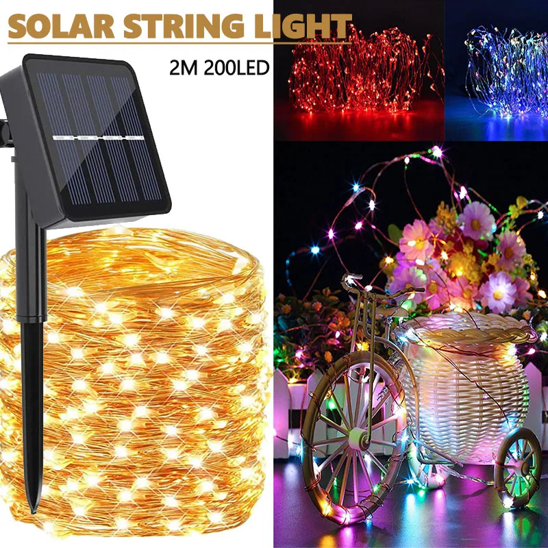 

Уличная Водонепроницаемая гирлянда на солнечной батарее, 20 м, 2022 светодиодов