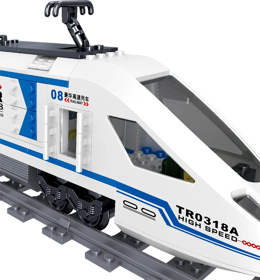 

High Tech Urban Traffic Series Luxury High-speed Train Difficult Puzzle Model Building Blocks Bricks Toys Kids Birthday Gift Set