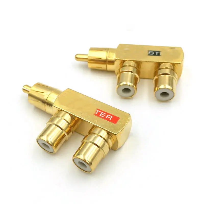 10 шт латунный AV аудио разделитель штекер RCA адаптер 1 на 2 гнездовой разъем|male male|male