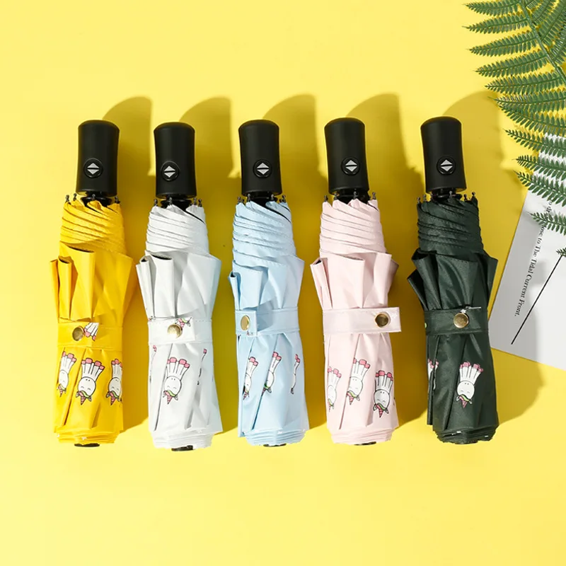 Автоматический складной зонт Черный Пластиковый Солнцезащитный Зонт с защитой