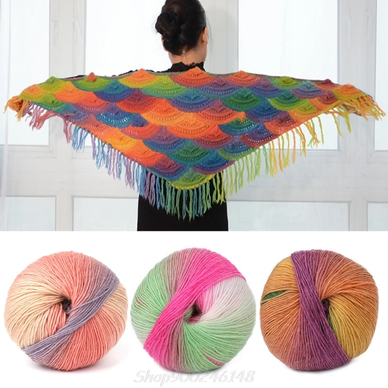 

1Ball 50g Hand-woven Rainbow Colorful Crochet Cashmere Wool Blend Yarn Knitting Jy28 20 Dropship