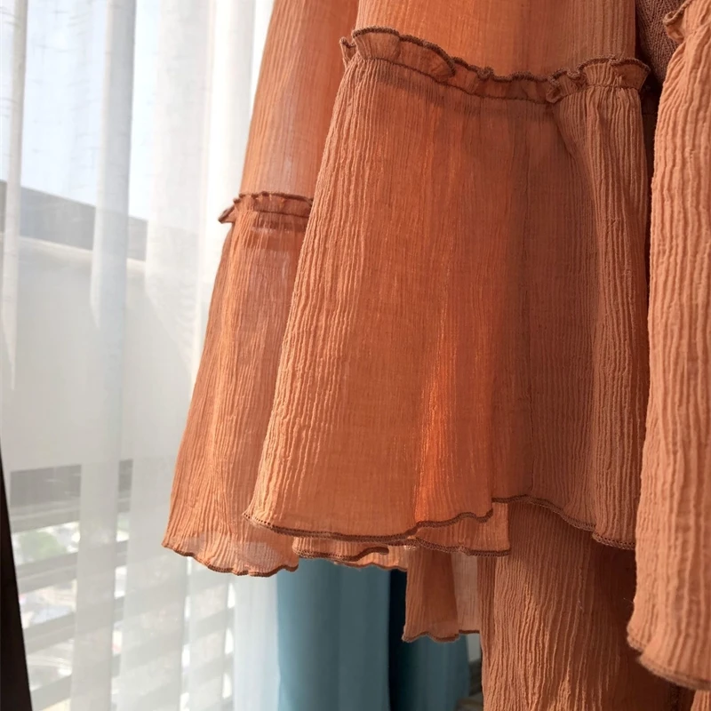 

Ashley Ruffled Solid women a-line skirt summer Elastic high waist bud skirts female Holiday fashion skirt lace up ladies