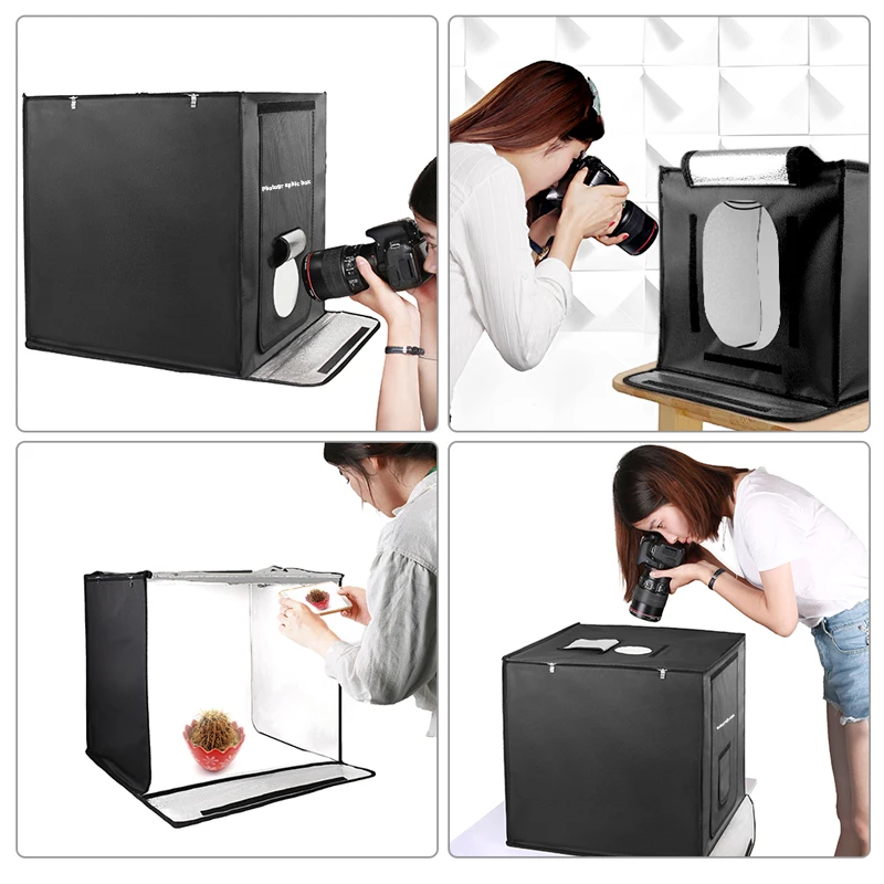 40/50/60cm Photography LED Studio Lightbox Photo Light Tent Kit Tabletop Shooting SoftBox with 3 Colors Background Photo Box enlarge