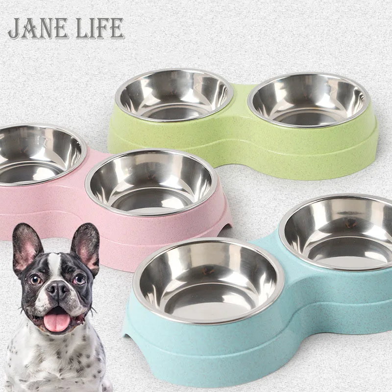 

Double Pet Bowls Dog Food Water Feeder Stainless Steel Pet Drinking Dish Feeder Cat Puppy Feeding Supplies Small Dog Accessories