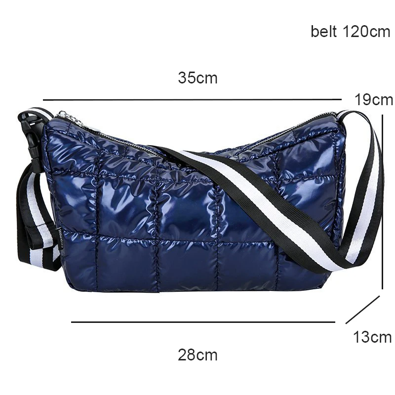 

Pillow Bag Winter Space Cotton Laser Shoulder Messenger Bags Women Large Fashion Purses and Handbags Luxury Designer Shopper Sac