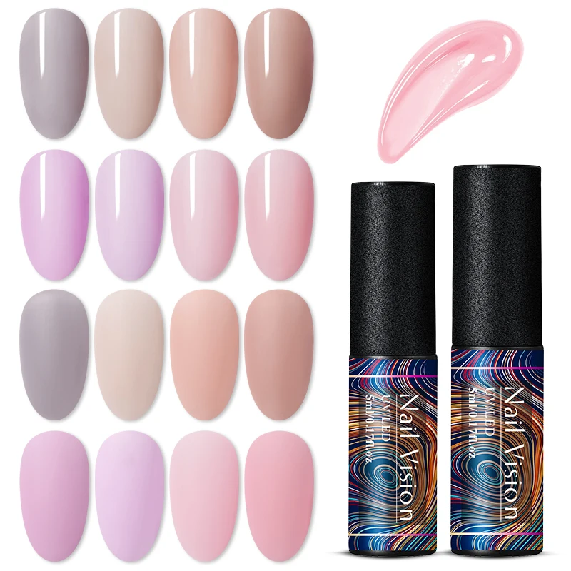 Розовый желеобразный Гель лак для ногтей Vision 5 мл полупрозрачный однотонный