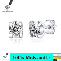 2021new top luxury 6 5mm 1ct 0 5 ct carat d color moissanite earrings 925 sterling silver jewelry for women