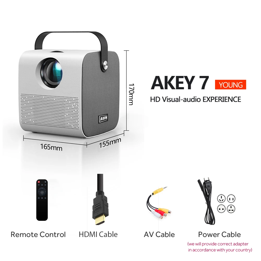 AUN мини проектор AKEY7 молодых | Native1280 * 720P 3500 люмен Hi Fi Bluetooth Динамик светодиодный