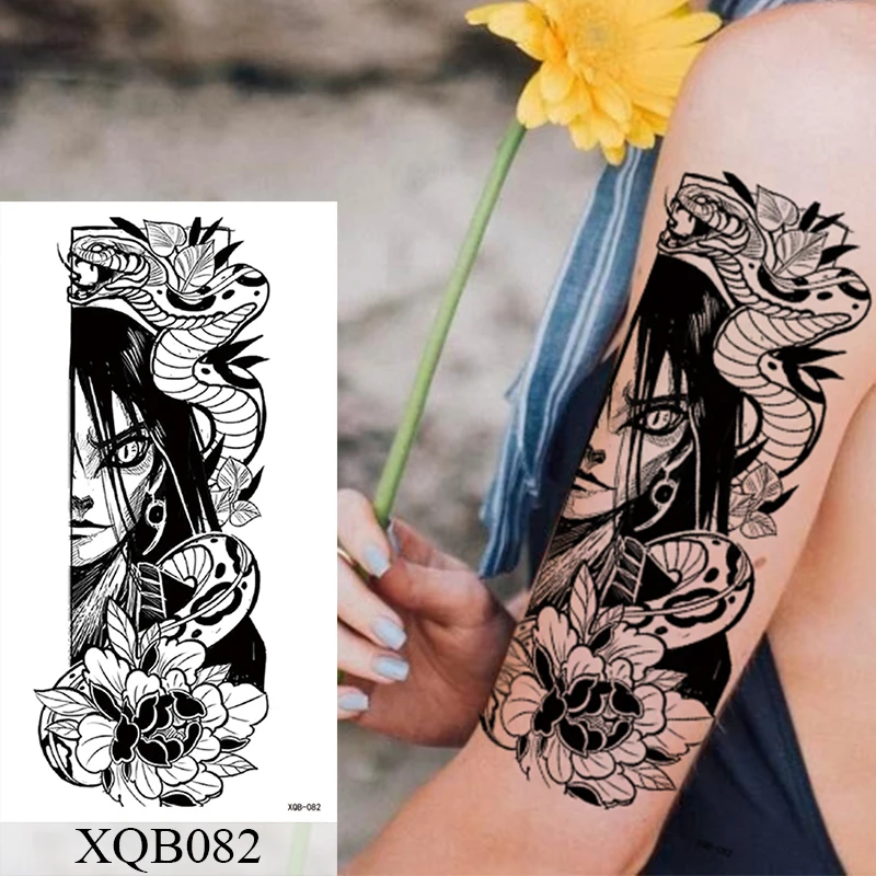 

Waterproof Temporary Tattoo Sticker Lace Rose Flowers Lion Flash Tattoos Wolf Fox Body Art Arm Fake Sleeve Tatoo Women